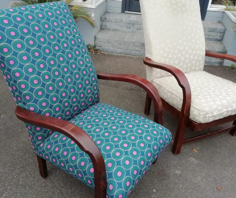 Vintage chair recovered in Zobo fabric